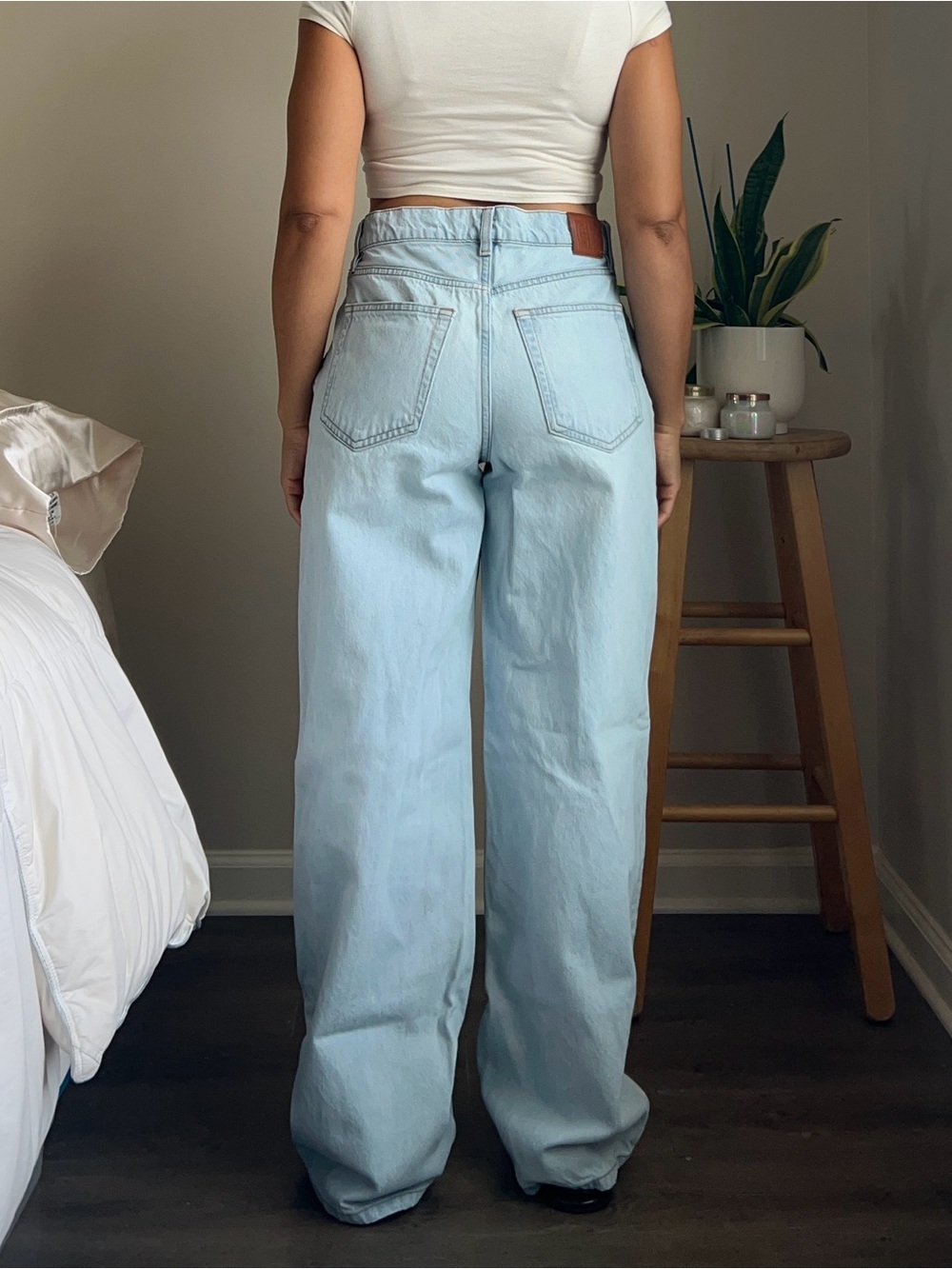 Anine Bing Y2K Wide Leg High Rise Button Fly Manon Light Wash Jeans Size 27